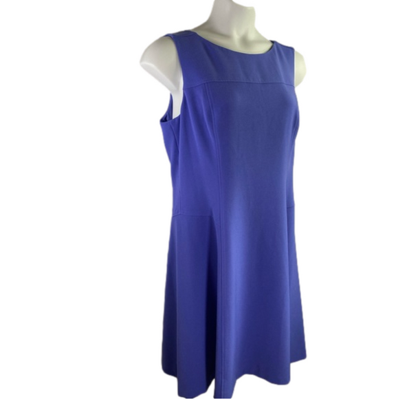 White House Black Market Periwinkle Scoop Neckline Sheath Midi Dress EUC Size 16 - Picture 2 of 5